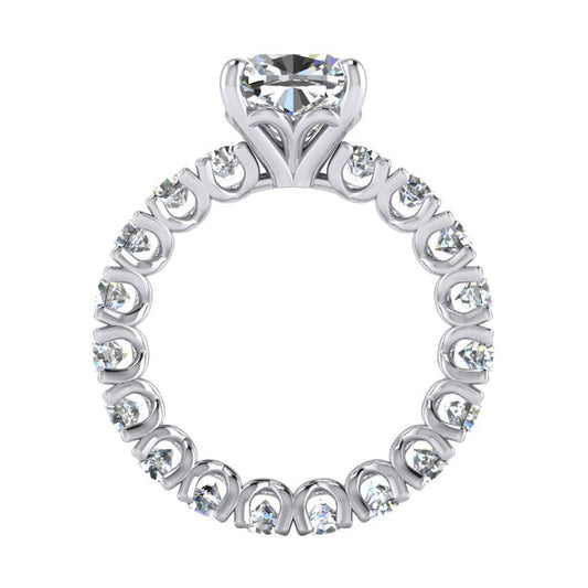 Cute Modern Engagement Ring 5 Ct Cushion Real Diamond White Gold