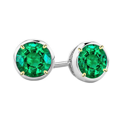 Emerald Gemstone Earring 1.50-ct 14K Two Tone Gold – main view