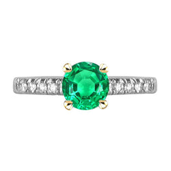 Handmade Emerald Gemstone Ring 1.50 ct – 14 Karat Two Tone Gold