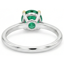 Round Brilliant Colombian Emerald ring in Two-Tone 14K Gold – back view