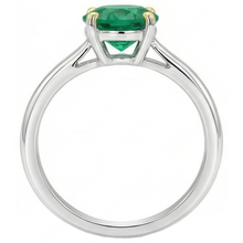 Colombian Emerald Round Brilliant Gemstone Ring in Two-Tone 14K Gold – top view