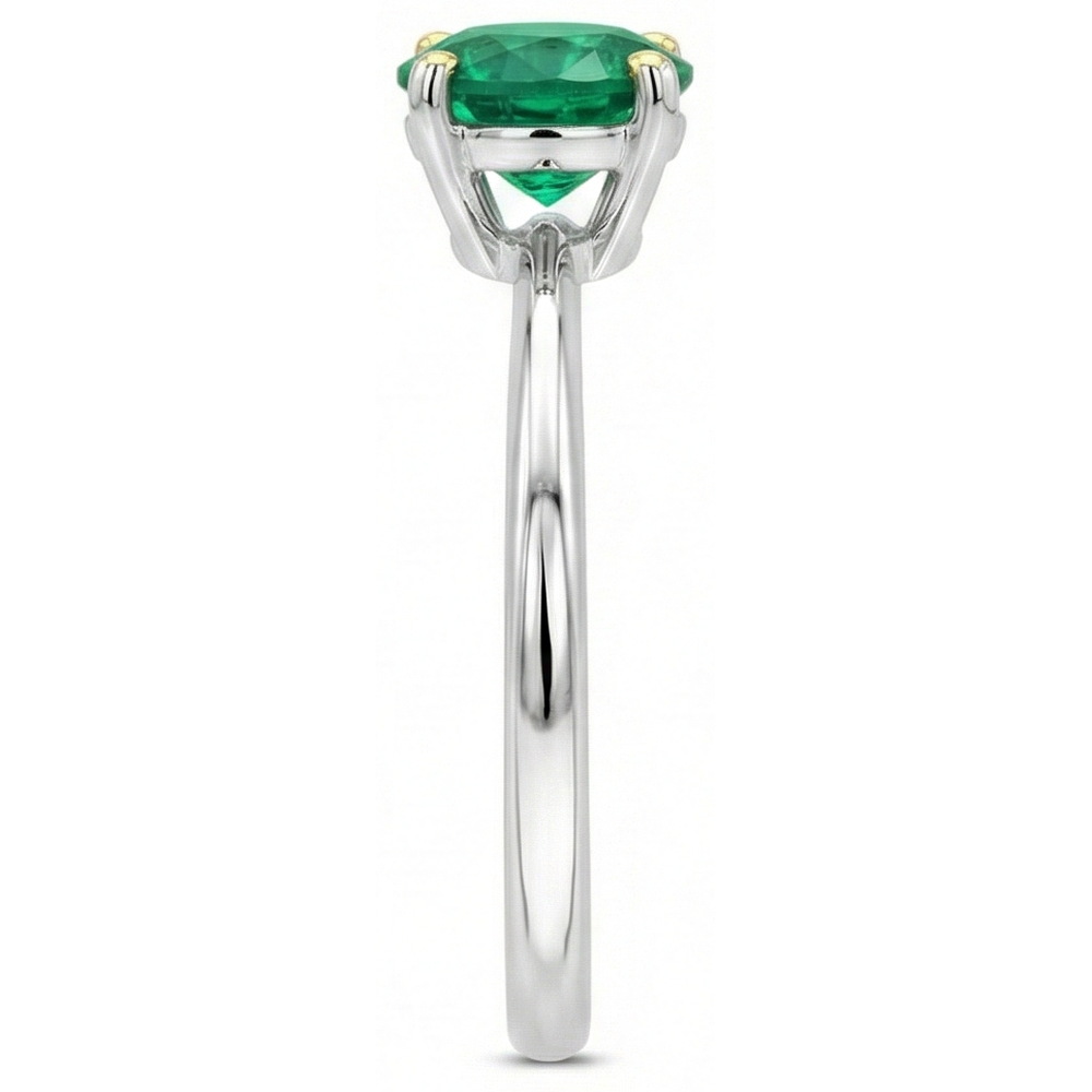 Earth-Mined Colombian Emerald Gemstone Ring 2 ct Two-Tone 14K Gold – profile view