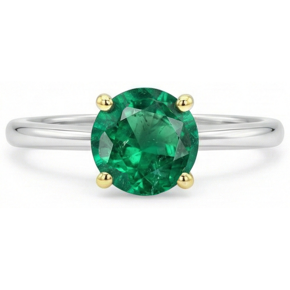 Fine Colombian Emerald Gemstone Ring 2 ct – side view