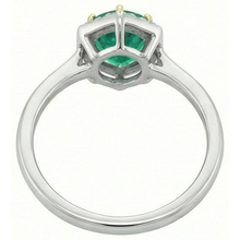 Earth-Mined Fine Emerald Colored Stone Ring 2 ct Two-Tone 14K Gold – top view
