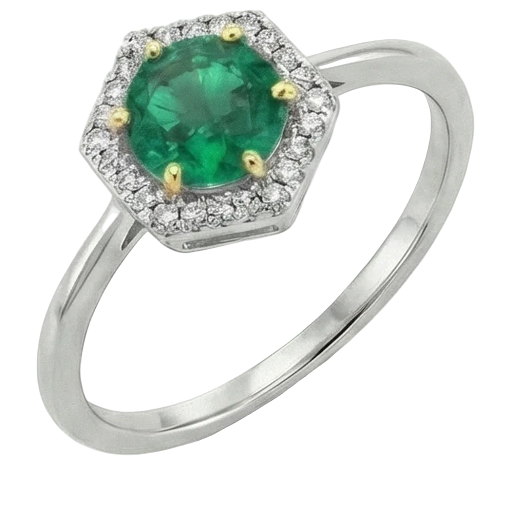 Designer Fine Emerald Colored Stone Ring 2 ct – angle view