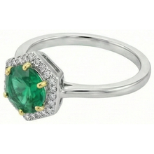 Colored Stone Ring Two-Tone 14K Gold with Fine Emerald – profile view