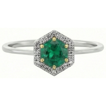 Earth-Mined Fine Emerald Colored Stone Ring 2 ct Two-Tone 14K Gold – side view