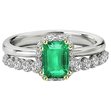 Emerald Precious Stone Ring 2-ct 14 Karat Two Tone Gold – profile view