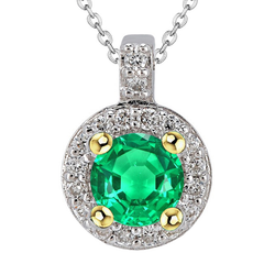 Refined Pavé Emerald Stone Pendant Necklace – 3 ct 14 Karat Two