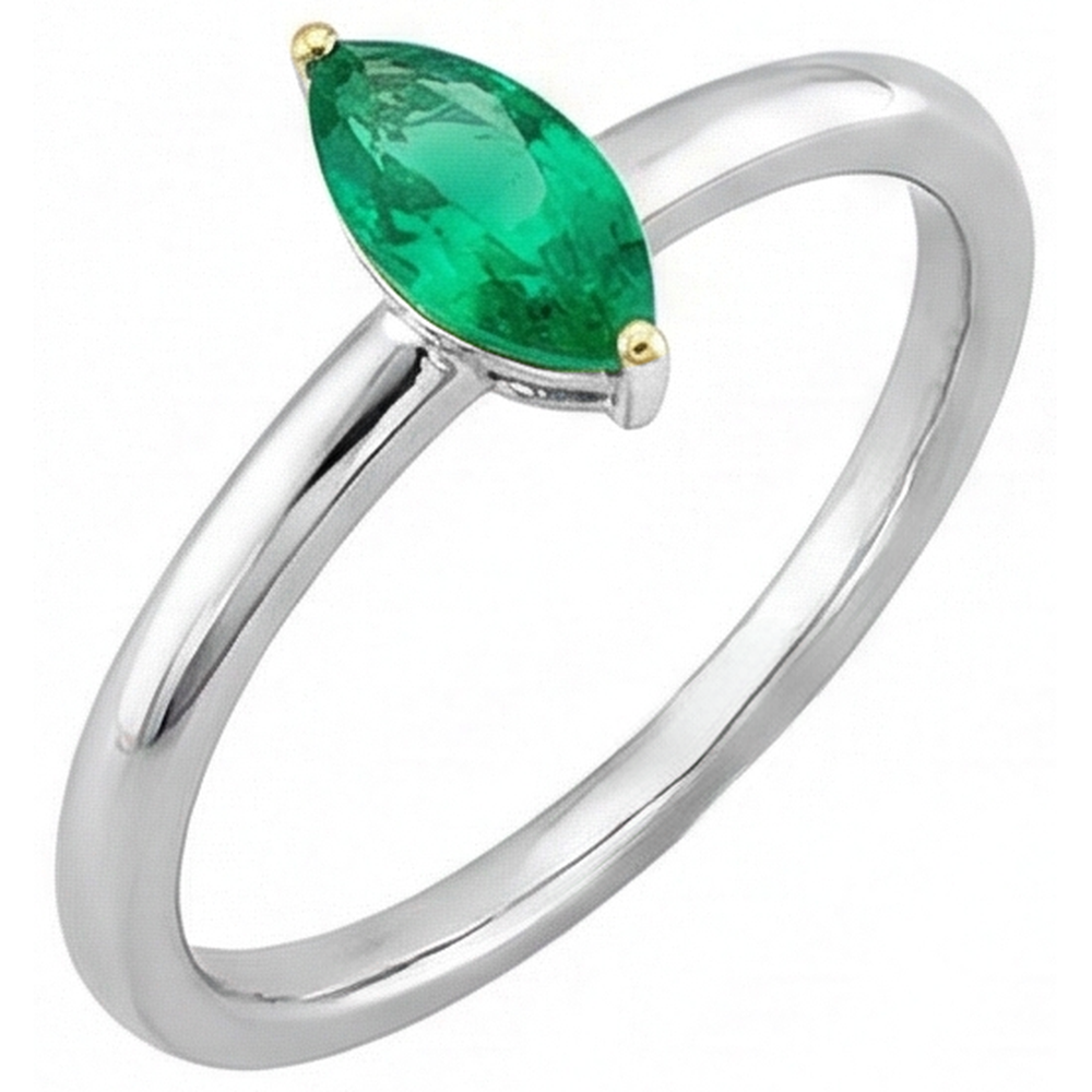 Luxurious Colombian Emerald Colored Stone Ring 0.50 ct – side view