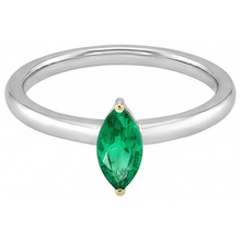 Colombian Emerald Marquise Colored Stone Ring in 14K Two Tone Gold – angle view