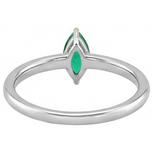Marquise Colombian Emerald ring in 14K Two Tone Gold – top view