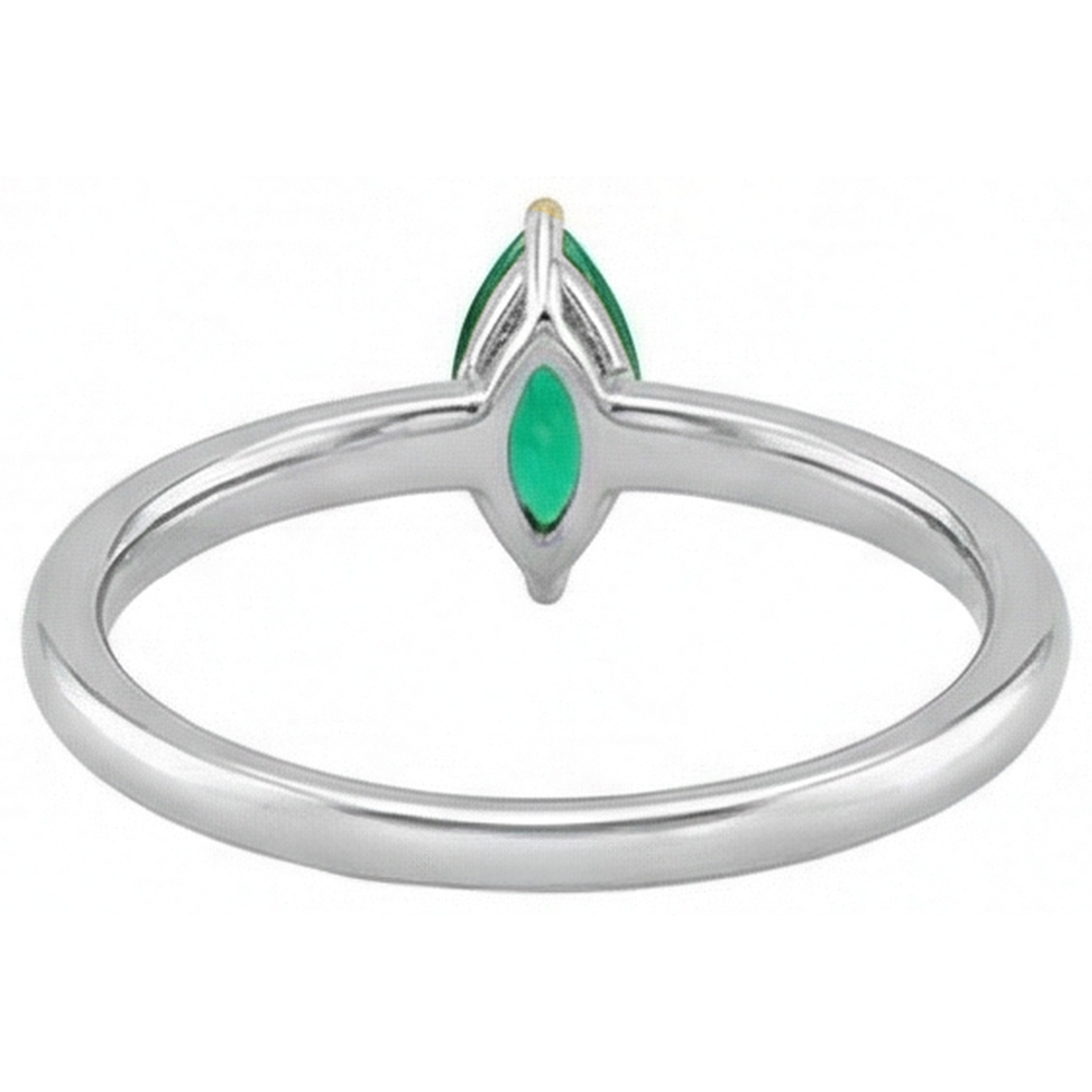 Marquise Colombian Emerald ring in 14K Two Tone Gold – top view