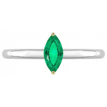 Colombian Emerald Marquise Colored Stone Ring in 14K Two Tone Gold – profile view