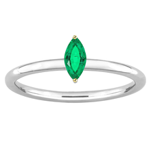 Real Colombian Emerald Colored Stone Ring 0.50 ct 14K Two Tone Gold – main view