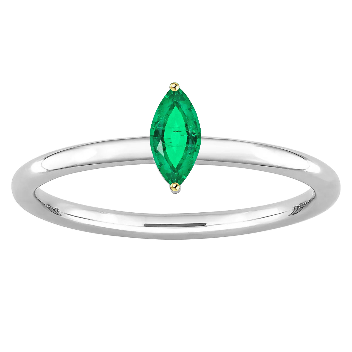 Real Colombian Emerald Colored Stone Ring 0.50 ct 14K Two Tone Gold – main view
