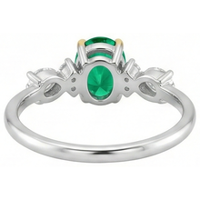 Authentic Colombian Emerald Gemstone Ring 2 ct 14K Two Tone Gold – back view