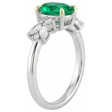 Gemstone Ring 14K Two Tone Gold with Colombian Emerald – angle view