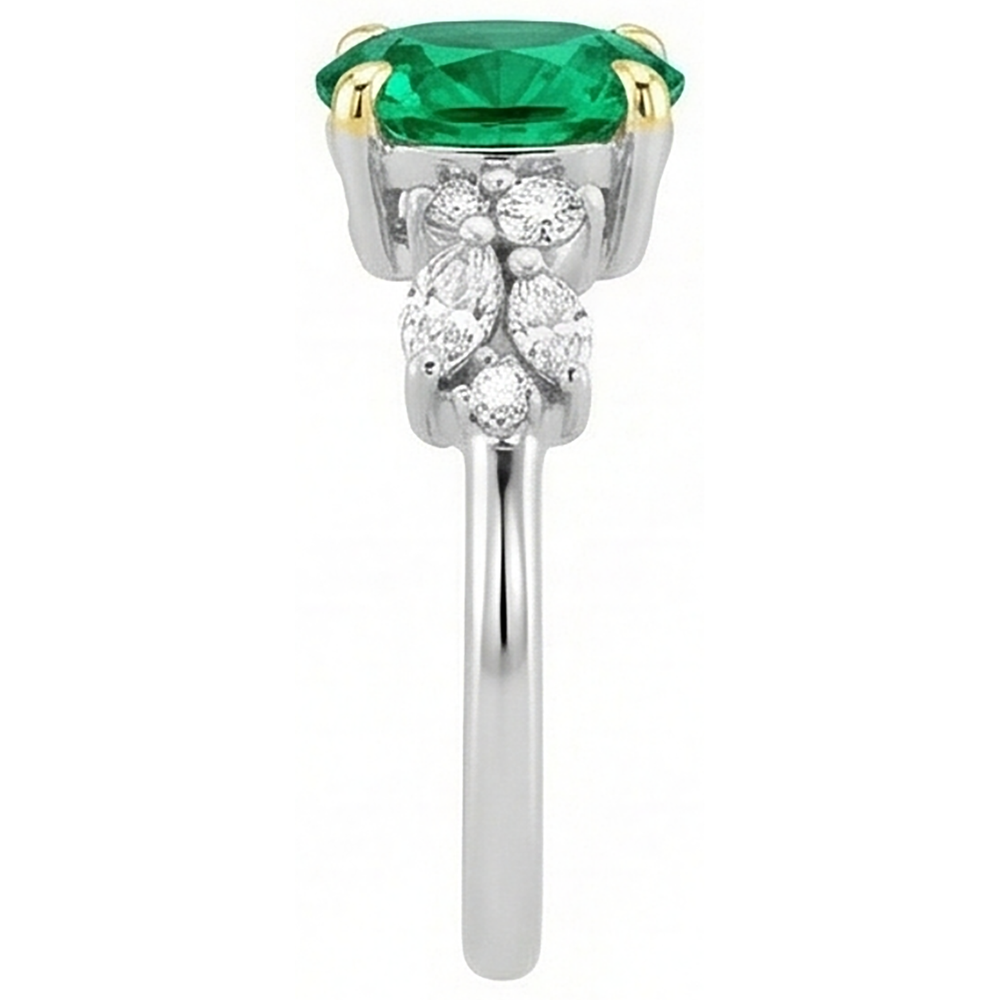 Authentic Colombian Emerald Gemstone Ring – top view