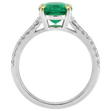 Oval Cut Emerald ring in Two-Tone 14K Gold – back view