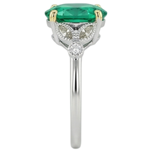 Precious Stone Ring Two-Tone 14K Gold with Fine Emerald – top view