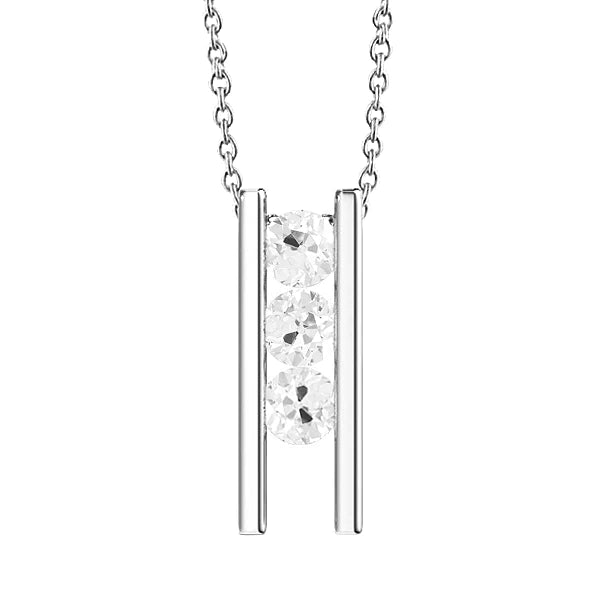 Dancing Diamond Genuine 3 Stone Necklace