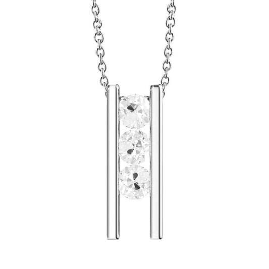 Dancing Diamond Genuine 3 Stone Necklace