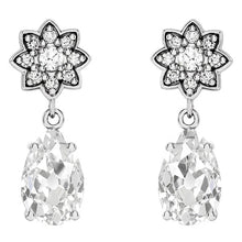 Dangle Earrings Pear Natural Old Miner & Round Diamonds 7.50 Ct. Star Style