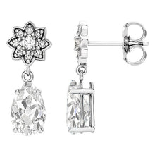 Dangle Earrings Pear Natural Old Miner & Round Diamonds 7.50 Ct. Star Style