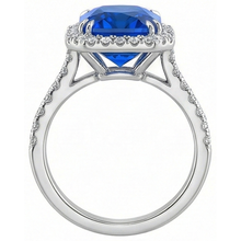 Dark Blue Halo Sapphire Engagement Ring