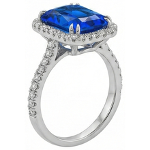 Dark Blue Halo Sapphire Engagement Ring
