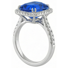 Dark Blue Halo Sapphire Engagement Ring