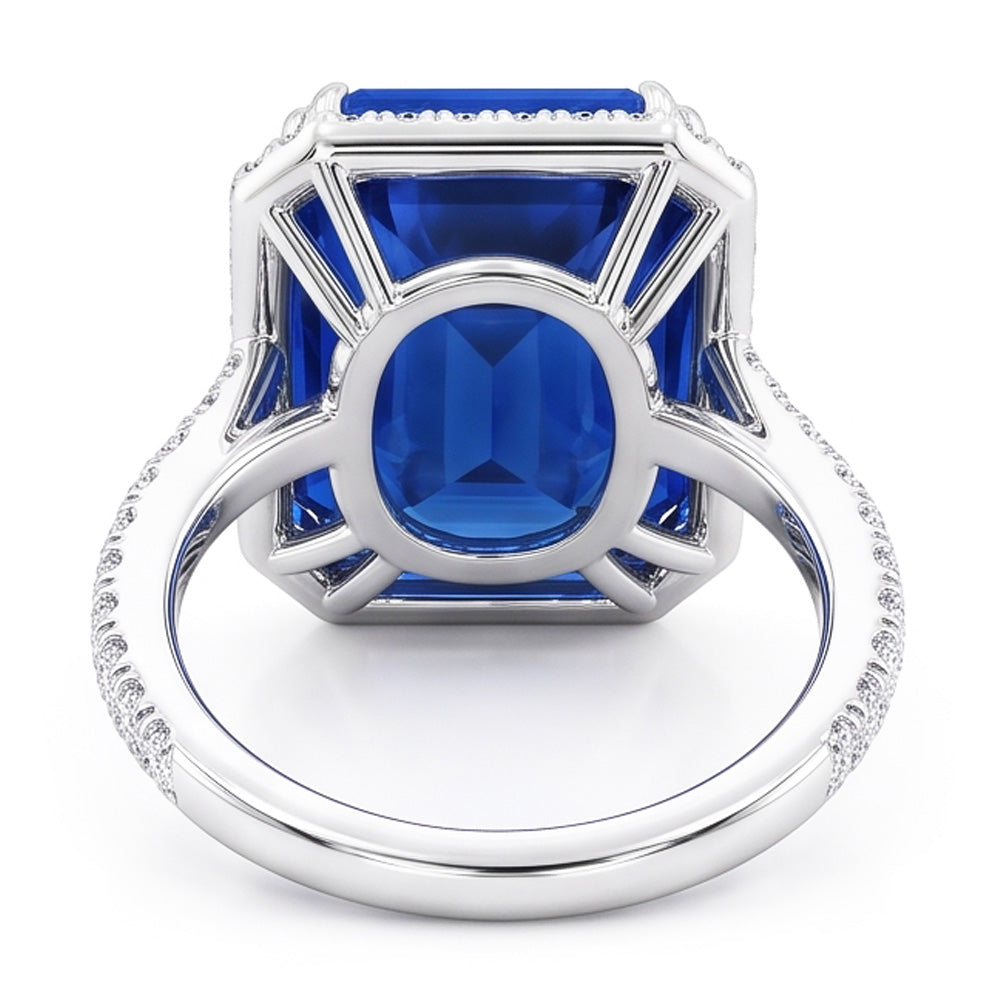 Dark Blue Halo Sapphire Engagement Ring