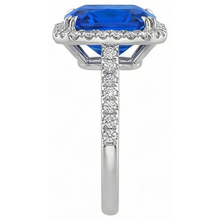 Dark Blue Halo Sapphire Engagement Ring