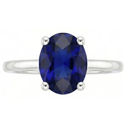 Dark Blue Sapphire Oval Engagement Ring