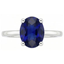 Dark Blue Sapphire Oval Engagement Ring