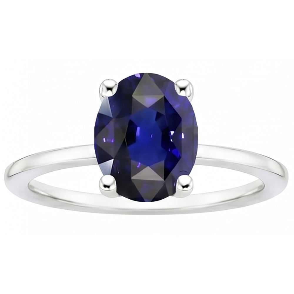 Dark Blue Sapphire Oval Engagement Ring