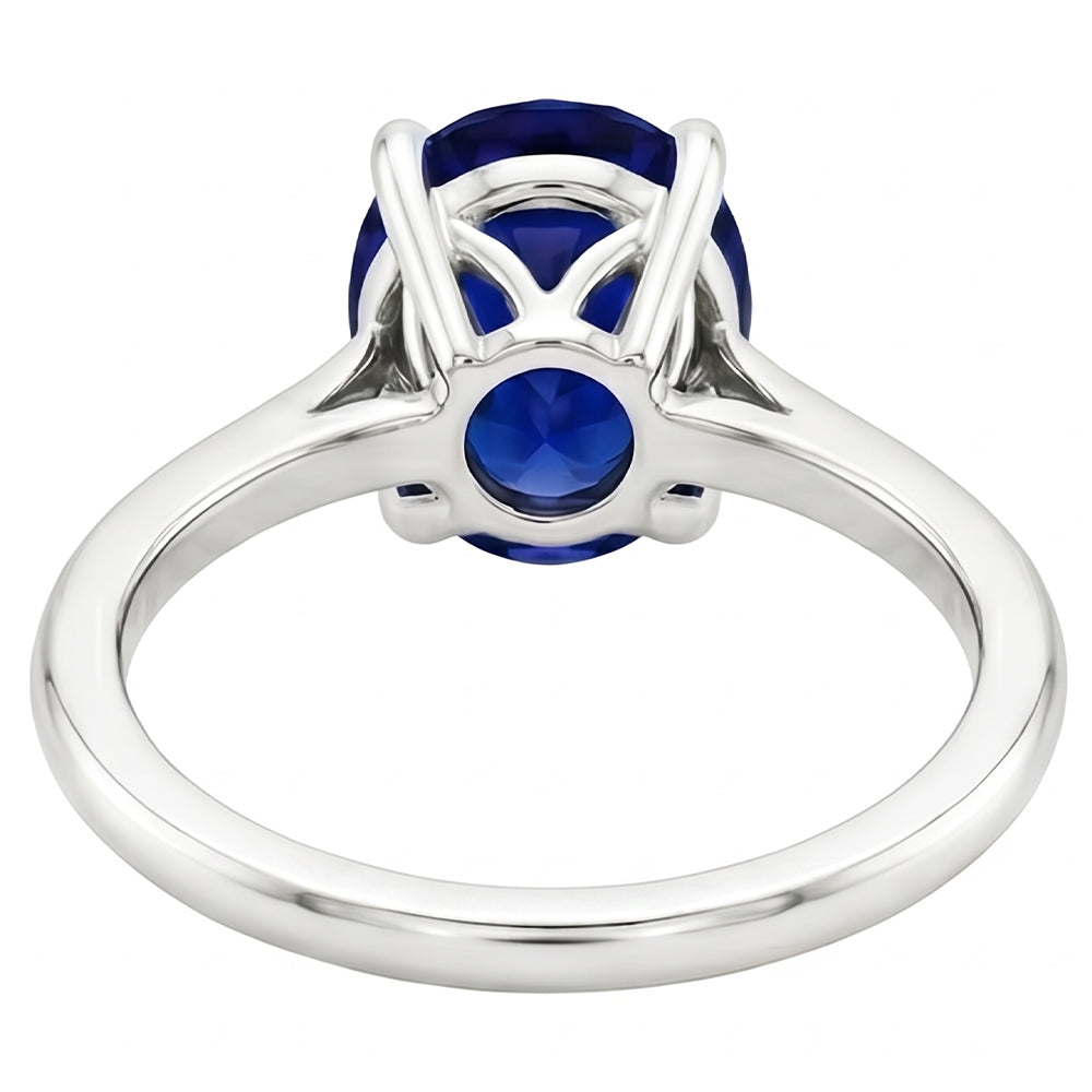 Dark Blue Sapphire Oval Engagement Ring