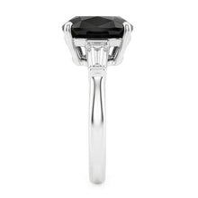 Dark Diamond Engagement Ring 3.6 Carat Real Cushion Black Baguette Three Stone 14K White Gold