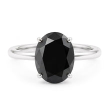 Dark Diamond Engagement Ring 5 Carat Real Oval Black Solitaire 14K White Gold
