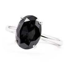 Dark Diamond Engagement Ring 5 Carat Real Oval Black Solitaire 14K White Gold