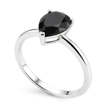 Dark Diamond Engagement Ring 5 Carat Real Pear Black Solitaire Tapered 14K White Gold