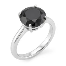 Dark Diamond Engagement Ring 5 Carat Real Round Black Solitaire Knife Edge 14K White Gold