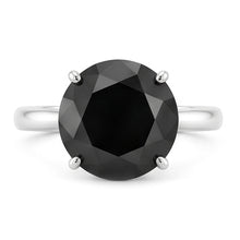 Dark Diamond Engagement Ring 5 Carat Real Round Black Solitaire Knife Edge 14K White Gold