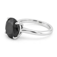 Dark Diamond Engagement Ring 5 Carat Real Round Black Solitaire Knife Edge 14K White Gold