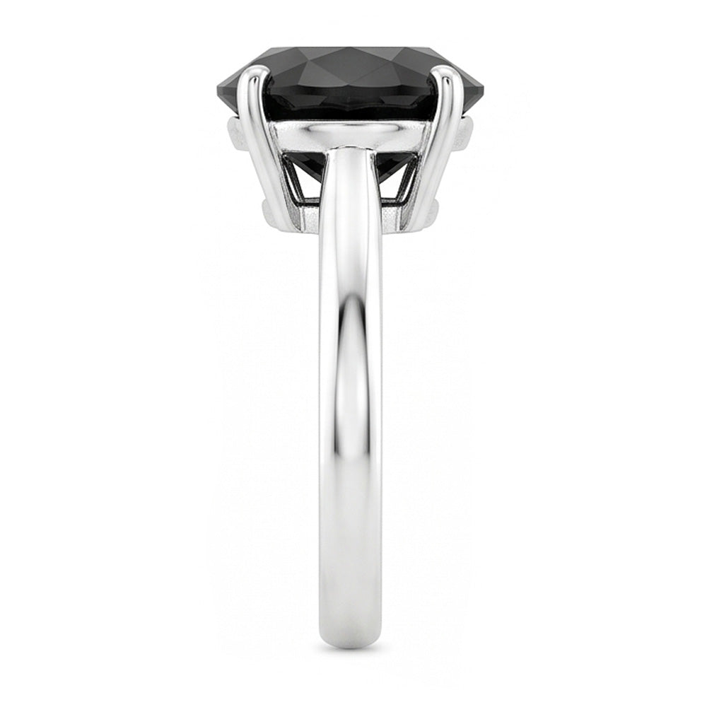 Dark Diamond Engagement Ring 5 Carat Real Round Black Solitaire Knife Edge 14K White Gold