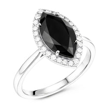 Dark Diamond Engagement Ring 8 Carat Natural Marquise Black Halo 14K White Gold