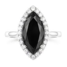 Dark Diamond Engagement Ring 8 Carat Natural Marquise Black Halo 14K White Gold