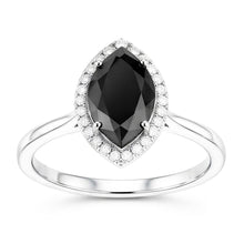Dark Diamond Engagement Ring 8 Carat Natural Marquise Black Halo 14K White Gold