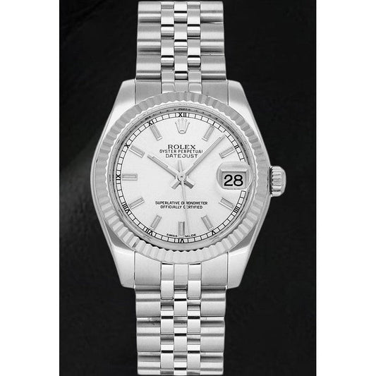 Date-just 31mm Rolex 178274 White Gold Fluted Bezel Watch